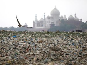 Potret Miris Keindahan Taj Mahal Dikepung Sampah