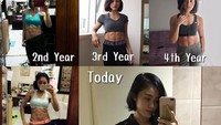 Transformasi fisik Diva tiap tahun sejak mulai berolahraga beban. (Foto: Instagram/petitedivaa)
