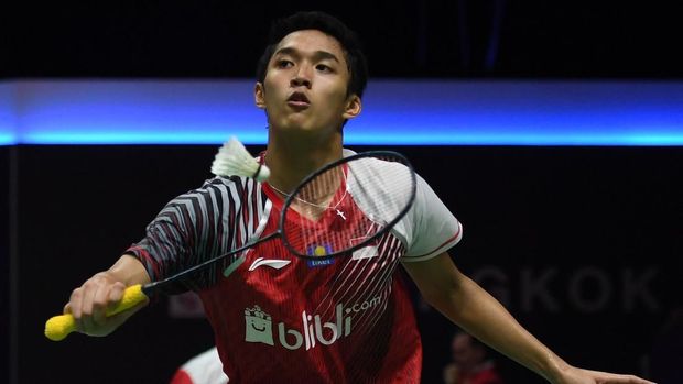 Jonatan Christie meraih poin kedua untuk Indonesia di perempat final Piala Thomas 2018.