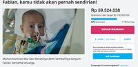 Penggalangan dana untuk Fabian di kitabisa.com