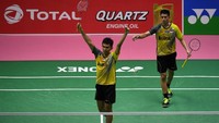 Lolos ke semifinal, Indonesia selanjutnya akan menghadapi China, Jumat (25/5/2018). Foto: Puspa Perwitasari/ANTARA FOTO
