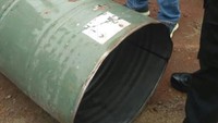 Ini drum yang meledak di dekat lokasi sidang Aman Abdurrahman di PN Jakarta Selatan (Foto: dok. Istimewa)