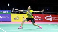 Menghadapi Thailand di Impact Arena, Bangkok, Kamis (24/5/2018), Indonesia menurunkan Fitriani di partai pertama. Fitriani berhadapan dengan Ratchanok Intanon. Foto: Tim Humas Dan Media PP PBSI