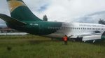 Penampakan Pesawat Kargo Tergelincir di Bandara Wamena