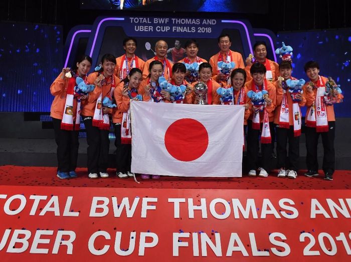 Jepang juara Piala Uber 2018 usai kalahkan Thailand (Puspa Perwitasari/ANTARA FOTO) Jepang juara Piala Uber 2018 usai kalahkan Thailand (Puspa Perwitasari/ANTARA FOTO)
