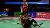 Indonesia gagal melaju ke final Piala Thomas 2018 setelah Hendra Setiawan/Mohammad Ahsan ditumbangkan Li Junhui/Liu Yuchen. ANTARA FOTO/Puspa Perwitasari.