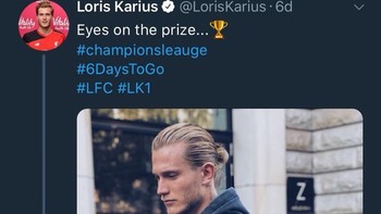 Sementara Loris Karius, selain blunder di lapangan, blunder juga di Twitter. Foto: Istimewa/Twitter