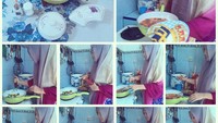 Wah, kali ini apa yang sedang dimasak Sulis, ya? Kalau dari bentuknya sepertinya ia memasak sayur. Tapi sayur apa, ya? Kalau kata Sulis, ini sajian yang populer banget dan dia yakin kalau banyak yang menyukai sajian ini. Foto: Instagram @suliszehra