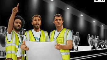 Real Madrid juara Liga Champions lagi. Mereka pun bingung mau simpan trofinya di mana? Foto: Internet