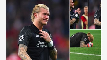 Setelah laga berakhir dengan kemenangan Real Madrid dengan skor 3-1, Karius menghampiri suporter Liverpool dan meminta maaf atas kesalahannya. Foto: Internet