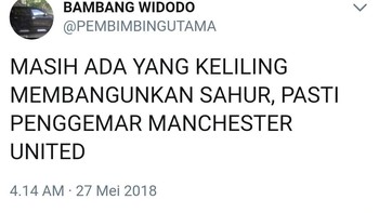Fans MU digambarkan sangat bersuka cita melihat kekalahan Liverpool. Foto: Istimewa/Twitter