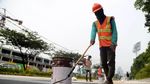 Cantiknya Trotoar di Senayan Mulai Terlihat