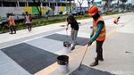 Cantiknya Trotoar di Senayan Mulai Terlihat