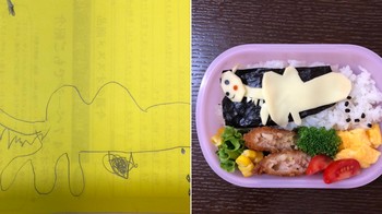 Dari sekian banyak gambar, unta yang sedang pup jadi tantangan tersendiri bagi Ozeki. Ia menebak mungkin ia kali pertama di Jepang ada bento dengan gambar unta buang air besar. (Foto: Twitter)
