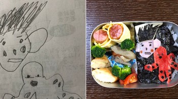 Dengan kemampuan seninya, ia membuatkan bekal makan siang (bento) yang kreatif dan tak biasa untuk putri kesayangannya. (Foto: Twitter)