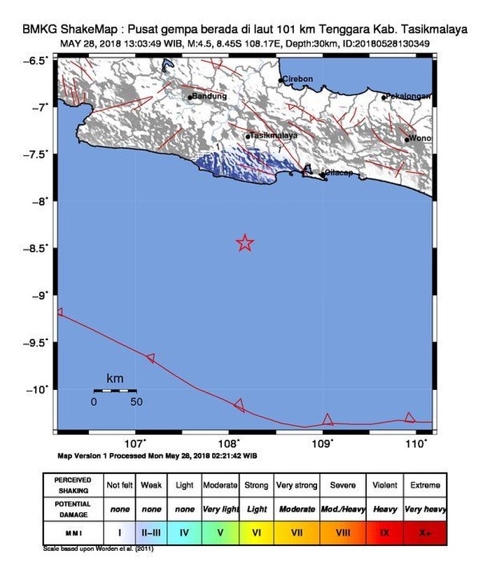Gempa 4,5 SR Guncang Tasikmalaya