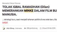 Bahkan sampai muncul petisi untuk menolak Iqbaal mengisi peran Mink Dok. Instagram