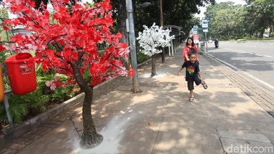 Hiasan Pohon Lampu Percantik Jalan Thamrin