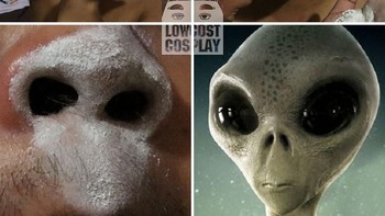 Modal bedak dan lubang hidung. (Foto: Facebook/Lowcostcosplay)