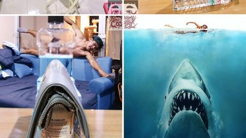 Kreatif juga pakai liptan dompet yang terlihat seperti ikan hiu. (Foto: Facebook/Lowcostcosplay)