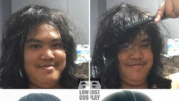 Hanya modal rambut gondrong dan kacamata jadilah Darth Vader. (Foto: Facebook/Lowcostcosplay)