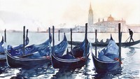 Kali ini Maja mengabadikan keindahan kota Venice, Italia yang terkenal dengan wisata gondolanya ke dalam sebuah lukisan yang indah. Istimewa/Boredpanda.