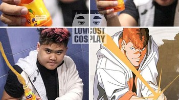 Ketika air minuman jadi pedang. (Foto: Facebook/Lowcostcosplay)