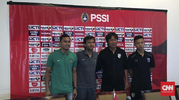 Timnas Indonesia dan Thailand menjalani sesi konferensi pers jelang pertandingan persahabatan.