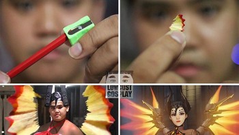 Hasil rautan pensil bisa jadi sayap. Keren! Foto: Facebook/Lowcostcosplay