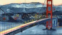 Berpindah ke Amerika Serikat, Maja melukiskan Golden Gate Bridge dengan sangat apik. Istimewa/Boredpanda.