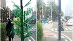 Foto: Before-After Pohon Imitasi di Trotoar Jakarta yang Bikin Heboh