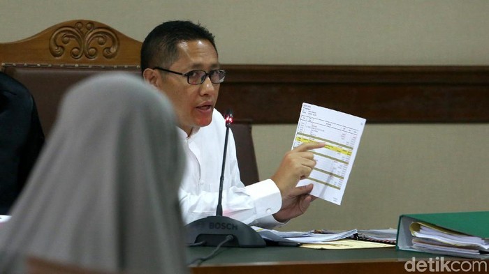 Yulianis menjadi saksi sidang peninjauan kembali (PK) atas putusan kasasi kasus Hambalang yang diajukan mantan Ketum Demokrat Anas Urbaningrum di Pengadilan Tipikor, Jalan Bungur Besar Raya, Jakarta, Kamis (31/5/2018).
