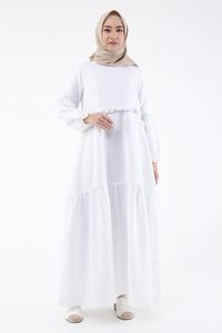 Cari Baju  Baru Ini 5 Gamis  dan Dress Putih  untuk Dipakai 