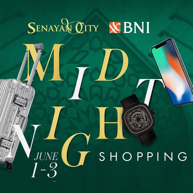 Senayan City menggelar Midnight Shopping Sacred Ramadan 2018 pada 1-3 Juni. Diskon ditawarkan hingga 80% dari 250 toko. Sedangkan parkir gratis bisa dinikmati pada 19:00 hingga 24:00 WIB. Foto: istimewa