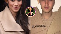 Emanuele Ferrari atau Emi rajin membuat parodi gaya seleb. Untuk menyamai Meghan Markle, Emi memilih kardus dan cone es krim sebagai topinya. Mirip nggak nih? Foto: Emanuele Ferrari