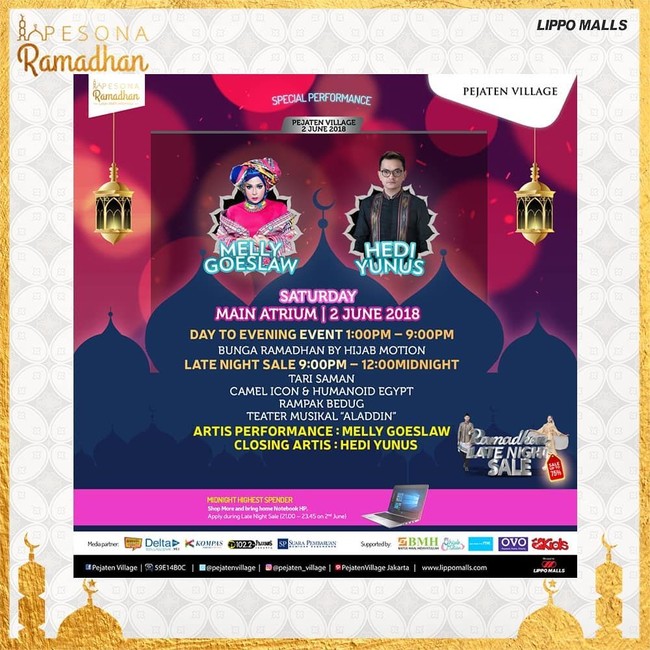 Pejaten Village tak ketinggalan menggelar late night sale. Sale pun dimulai pada pukul 13:00 hingga 24:00 WIB pada 2 Juni 2018. Nikmati pula penampilan dari Melly Goeslaw hingga Hedi Yunus. Foto: istimewa