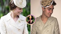 Bukan hanya Meghan Markle, Kate Middleton juga jadi inspirasi Emi. Kali ini topinya disusun dari bolu. Foto: Emanuele Ferrari