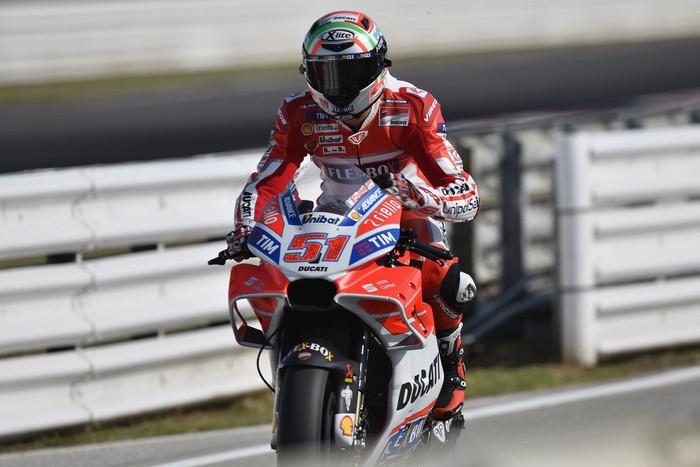 MISANO ADRIATICO, ITALY - SEPTEMBER 09:  Michele Pirro of Italy and Ducati Team starts from box during the MotoGP qualifying during the MotoGP of San Marino - Qualifying at Misano World Circuit on September 9, 2017 in Misano Adriatico, Italy.  (Photo by Mirco Lazzari gp/Getty Images)