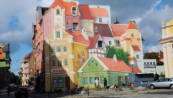 Menjadi berwarna setelah digambar mural 3D. (Foto: Boredpanda)