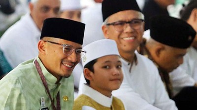Keceriaan Sandi Uno saat Bukber dengan REI