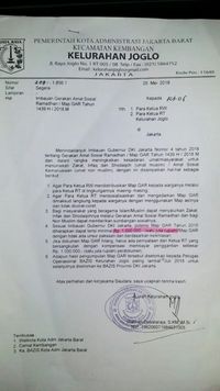 Surat Target Zakat Rp 1 Juta Juga Beredar Di Joglo Jakbar