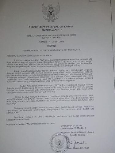 Seruan Zakat dari Anies ke Para Lurah, Tak Ada Nominal Rp 1 Juta
