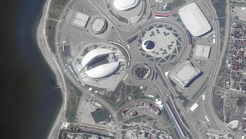 Lokasinya ada di Sochi Olympic Park, Stadion Fisht telah dibangun sejak 2014 dengan kapasitas 41.200 tempat duduk. Foto: Dok. Russian Space agency