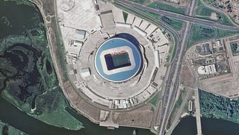 Stadion The Kazan ini dirancang oleh perusahaan yang sama yang mengawasi pembangunan stadion Wembley dan Emirates. Foto: Dok. Russian Space agency