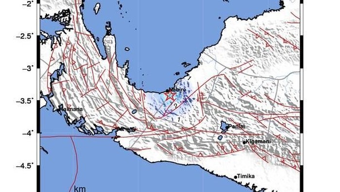 Gempa 3,9 SR di Nabire, Papua, Minggu (3/6/2018)
