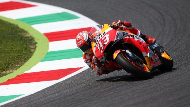 Marc Marquez terjatuh pada FP3 MotoGP Catalunya. (