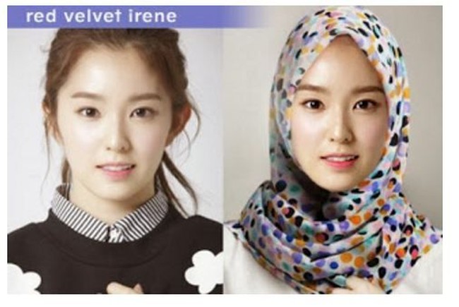 Manisnya Irene Red Velvet saat mengenakan hijab bernuansa polkadot. Foto: Blog doubleddodewii