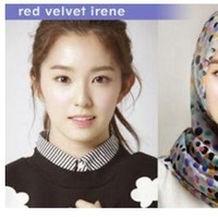 Manisnya Irene Red Velvet saat mengenakan hijab bernuansa polkadot. Foto: Blog doubleddodewii