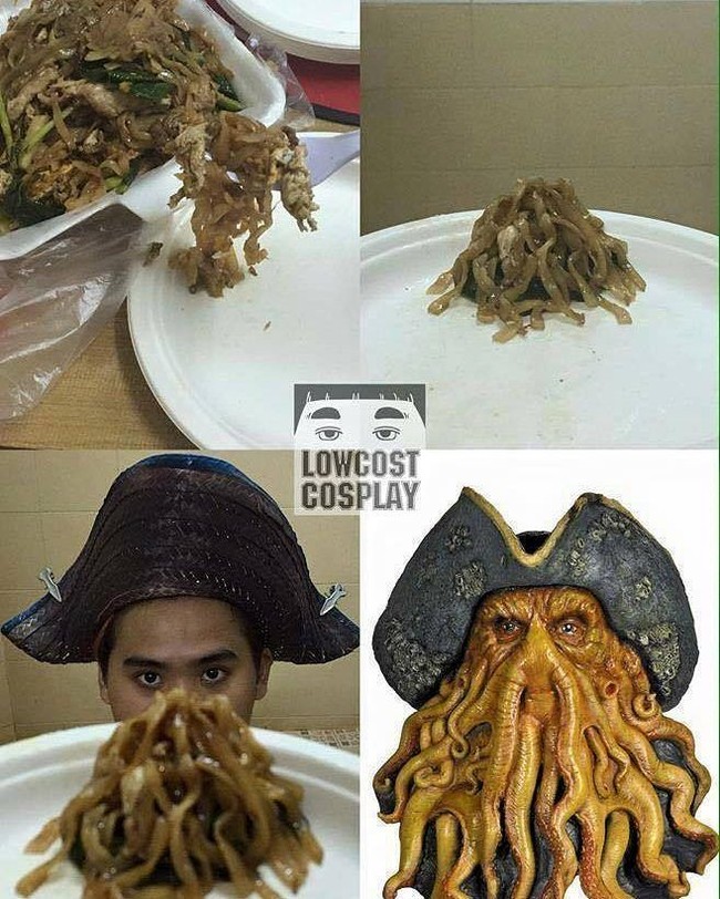 Kreatifitas Anucha dalam memanfaatkan barang-barang sekitar untuk menjadi kostum cosplay terbukti dari foto ini. Foto: Facebook/Instagram Lowcost Cosplay