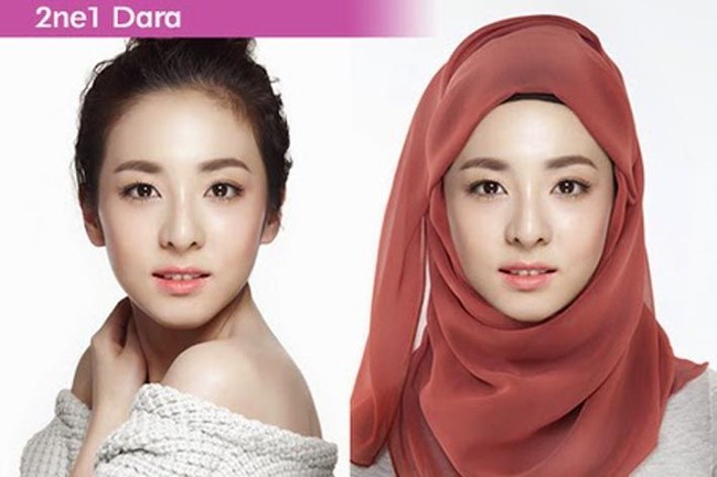 Mantan personel girl band 2NE1, Sandara Park kini telah berhijab. Tapi, fotonya ini adalah hasil editan dan kreativitas dari penggemar K-Pop belaka. Foto: Blog doubleddodewii